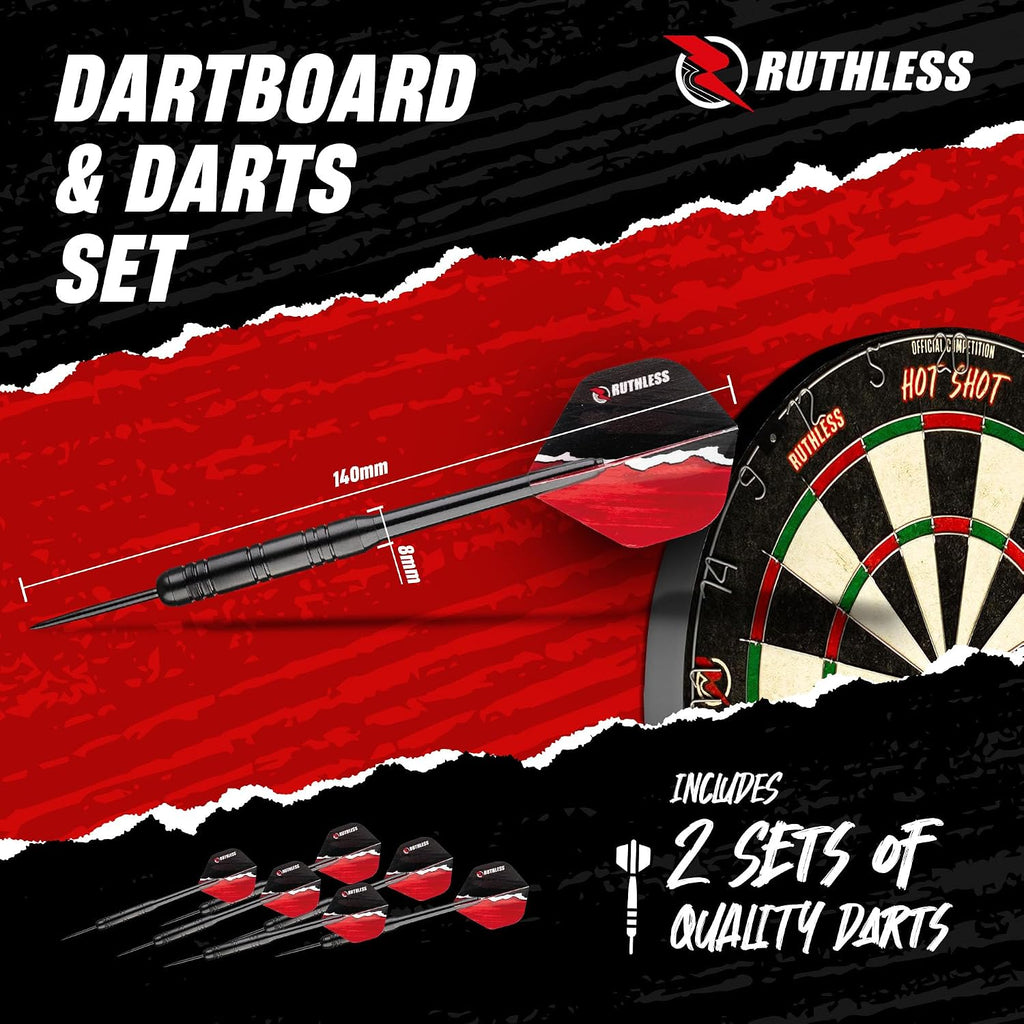 Ultimate Home Darts Centre with LED Lighting Option - Complete Set Including Cabinet, Dartboard, and 2 Sets of Darts