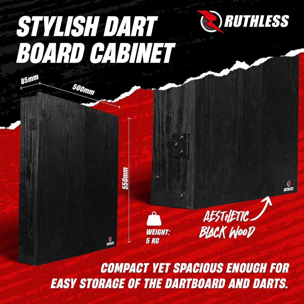 Ultimate Home Darts Centre with LED Lighting Option - Complete Set Including Cabinet, Dartboard, and 2 Sets of Darts