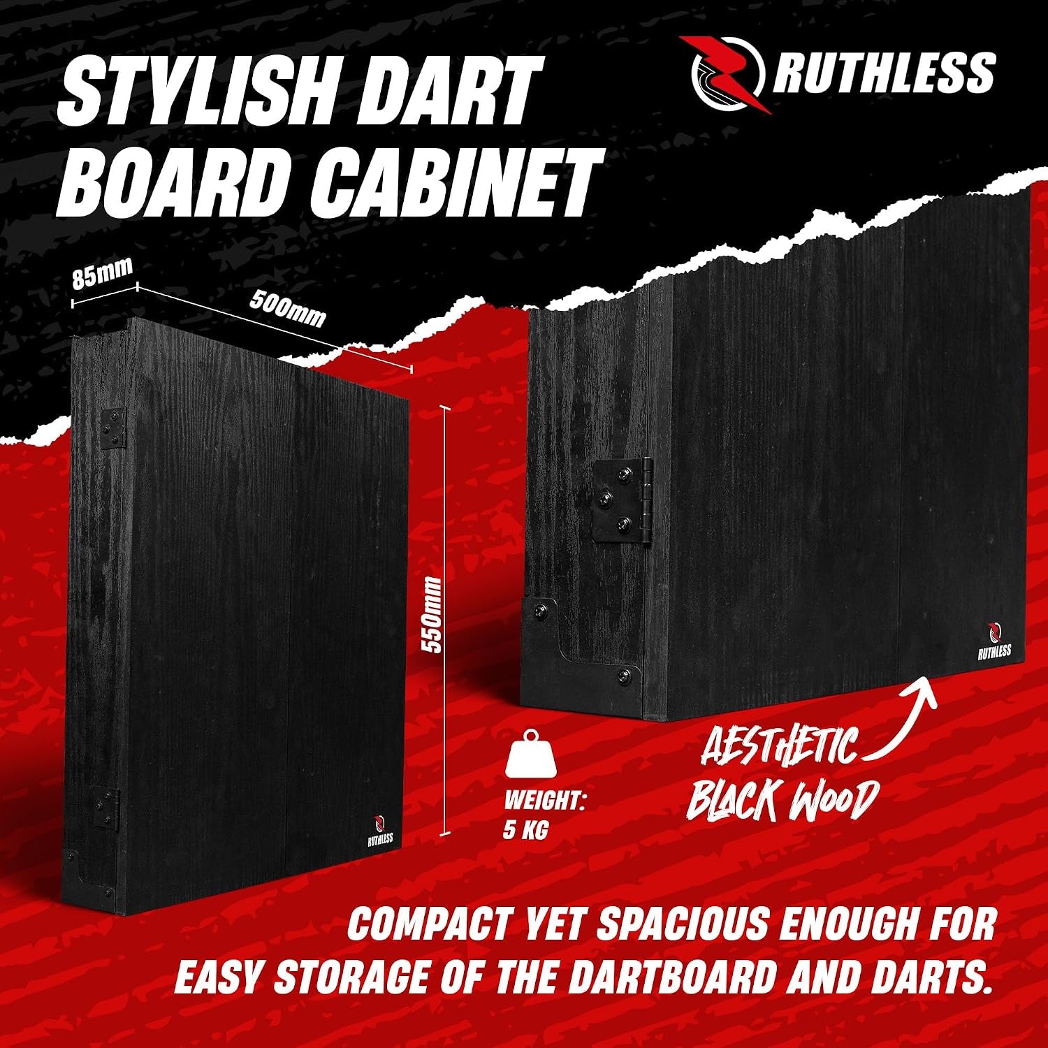 Ultimate Home Darts Centre with LED Lighting Option - Complete Set Including Cabinet, Dartboard, and 2 Sets of Darts